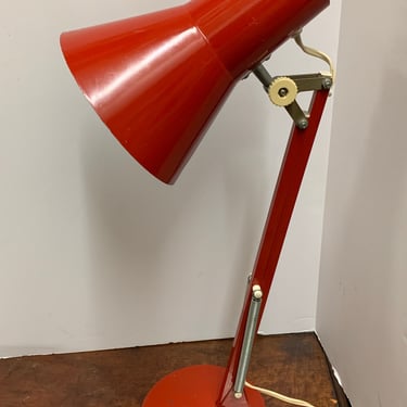 Vintage MCM Red Lamp by Lyskaer 