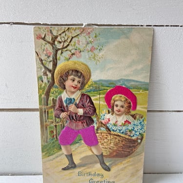 Vintage 1900's German Fashion Advertising Postcard // Felt Postcard, Postcard Collector // Perfect Gift 