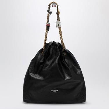 Balenciaga Crush Media Black Leather Tote Bag Women