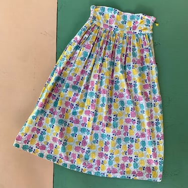 1940s Silly Cats Print Skirt - Size XS