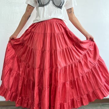 Coral Tiered Maxi Skirt (M)