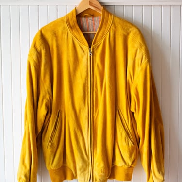 Vintage Hugo Boss Mustard Yellow Suede Sport Jacket Large