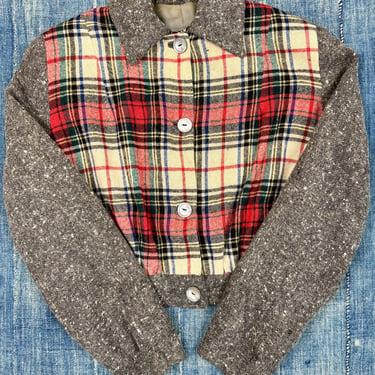 Cropped Wool Plaid Jacket