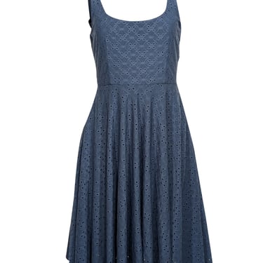 Hutch - Blue Eyelet Textured Sleeveless Keyhole Back Dress Sz S