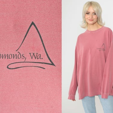 Y2K Edmonds Washington Shirt Pink Comfort Colors Tee Shirt 00s Graphic Tshirt Vintage Travel Destination Long sleeve Crewneck Extra Large xl 