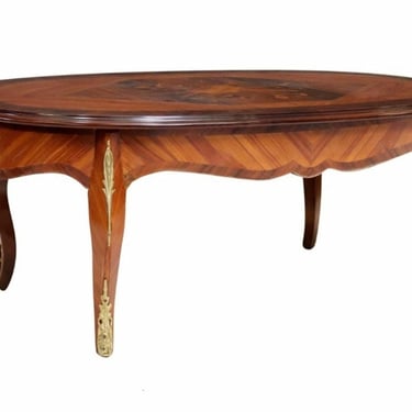 Fratelli Cattaneo Vintage Italian Louis XV Style Gilt Bronze Mounted Kingwood Tulipwood Marquetry Coffee Table 
