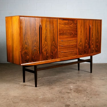 Mid Century Danish Modern Credenza Highboard Rosewood Wood Drawers Denmark Mcm