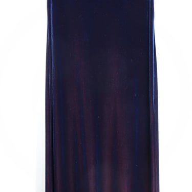 Vintage Mid 90s Joseph Ribkoff Deep Blue Velvet Off Shoulder Sleeveless Maxi Dress Size 10 Union Made in Canada 