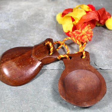 Vintage Castanets - Vintage Hand Carved Castanets - Gorgeous Wooden Castanets 