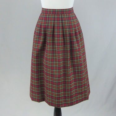 80s Pendleton Skirt - Plaid Wool - Red Blue Green Yellow White - Vintage 1980s - 26