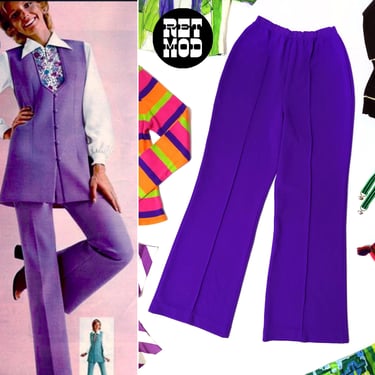 Fun Vintage 60s 70s Purple Polyester Pants 