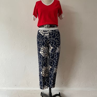 Vintage Kenzo Navy & White Floral Print Trouser XS/S