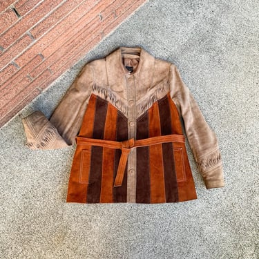 70s suede striped trapeze jacket 