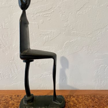 Mid-Century Modern Seated Woman Bronze Sculpture by Ken Glenn 