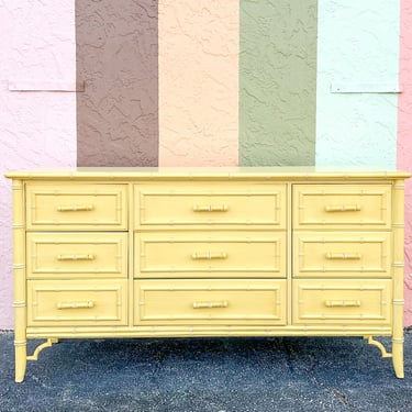 Happy Yellow Faux Bamboo Dresser