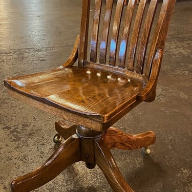 Solid Wood Antique Office Chair w Casters