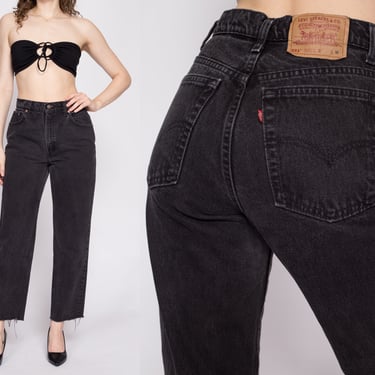 Vintage Levis 551 Black Cut Off Jeans - Medium, 29" | 80s 90s Levi's Denim Relaxed Fit Tapered Leg Mom Jeans 