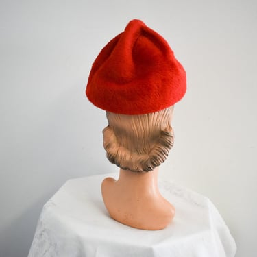 1960s Marché Red Fur Felt Hat 