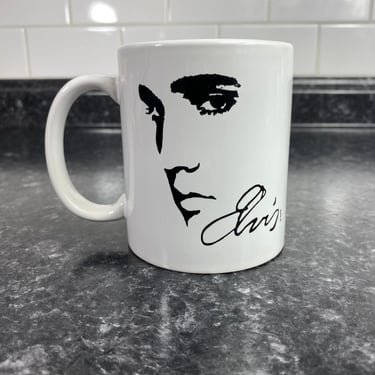 Vintage Elvis Presley Black & White Face Graphic Coffee Mug Cup Novelty, Collectible King of Rock and Roll, Elvis Coffee Cup 