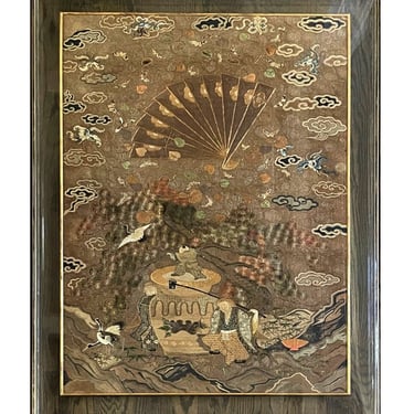 Japanese Silk Embroidery Tapestry Meiji Period