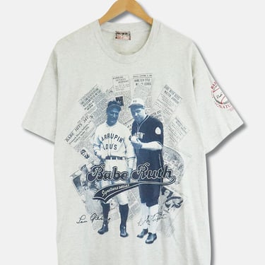 Vintage 1993 Mlb Babe Ruth  Signature Series Newspaper T Shirt Sz XL