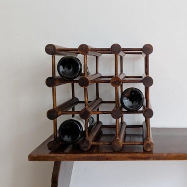 Wooden wine rack for 12 bottles, bottle rack in Danish design, Richard Nissen style 
