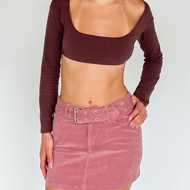Pink Corduroy Belted Mini Skirt (S-M)