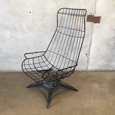 Vintage Metal Patio Chair In The Style Of Eames
