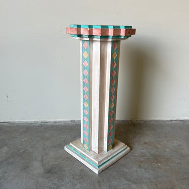 1980's Vintage Southwestern / Postmodern Geometric Pedestal by Austin Prod. 