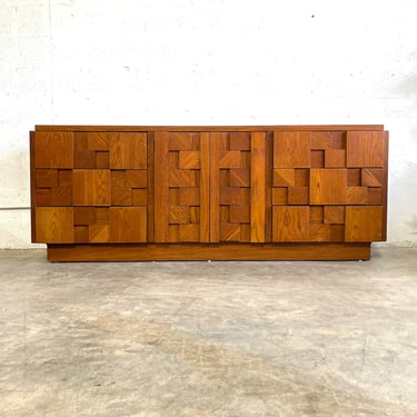 Mid Century Brutalist Credenza or Dresser by Lane 