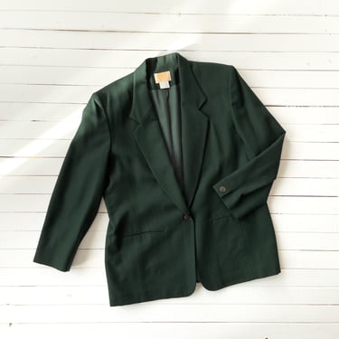 green wool jacket | 80s 90s plus size vintage Pendleton forest pine olive green dark academia long oversized wool blazer 