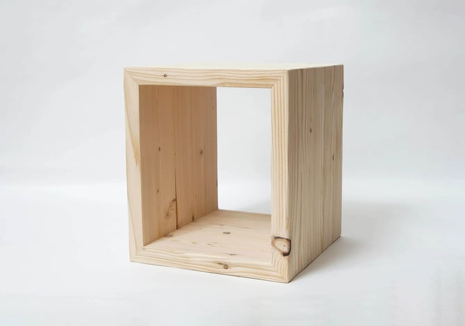 Solid Wood Stool, Simple Nightstand - Raw 