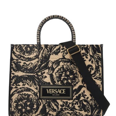 Versace Medium Athena Barocco Tote Bag In Raff Men