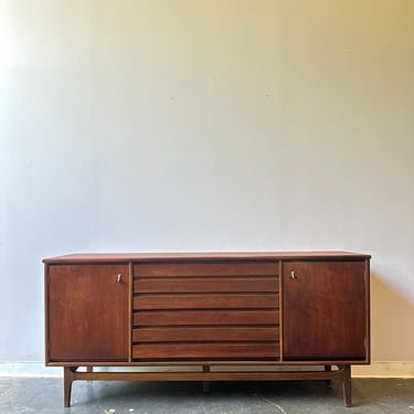 Vintage Mid Century Modern Dark Walnut Dresser by Stanley Furniture 