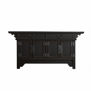 Distressed Black Scroll Accent Low Sideboard Console Table Cabinet ws4758E 