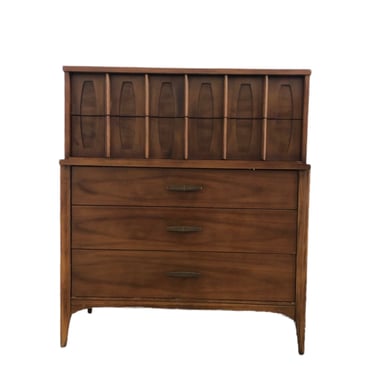 Free Shipping Within continental US - Vintage Solid Walnut Mid Century Modern Kent Coffey Tallboy Dresser 