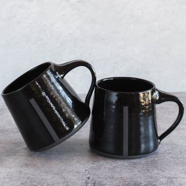 Black on Black Handmade Ceramic Mug | Minimalist Pottery Mug | Ceramic Coffee Cup | Modern Pottery | Tea Cup | Minimal | Monochrome | Design 