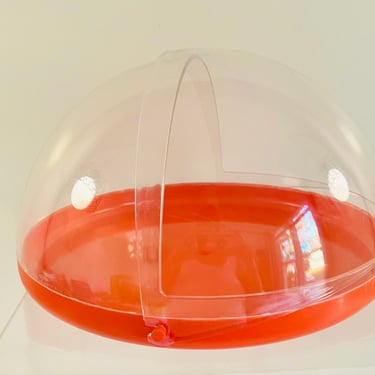 Vintage 1980s Retro MOD Stanley Home Products Acrylic Dome Orange Tray Pastry Bread Terrarium 