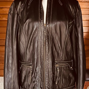 Kircilar Brown Leather Jacket with Neru Collar Size Medium 