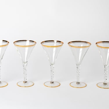 Double Band Gold Rimmed Glassware - Set of 5 