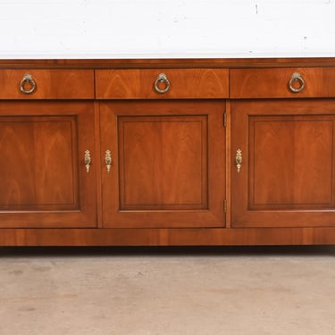 Baker Furniture Neoclassical Cherry Wood and Parcel Ebonized Sideboard or Bar Cabinet, Newly Restored