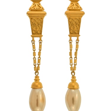 Karl Lagerfeld Vintage Incredible Street Lamp Post Dangling Pearl Statement Earrings