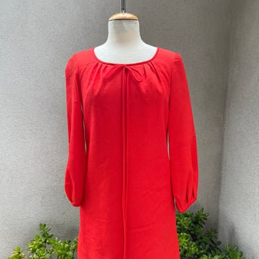 Vintage 60s mod mini bright orange dress lined size Small by Pixie by Sue Webb California 