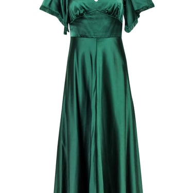 Lela Rose - Green Hammered Satin Midi Dress Sz 6