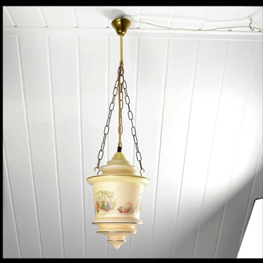 Art Deco ceiling lamp pagoda Japanese motif geisha glass 20s 30s lamp light vintage ceiling light design Asian Japan 