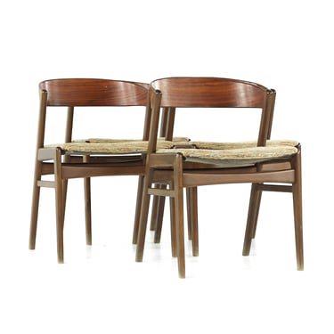 DUX Mid Century Teak Ribbon-Back Dining Chairs - Set of 4 - mcm 