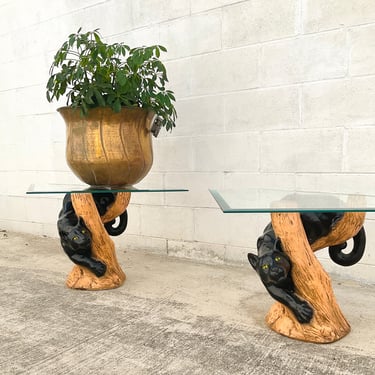 Rare 80s Panther End Tables