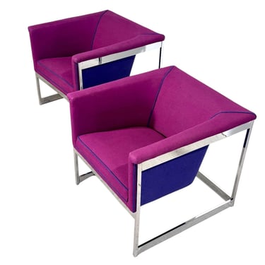 Milo Baughman Chrome Cube Chairs, 1960
