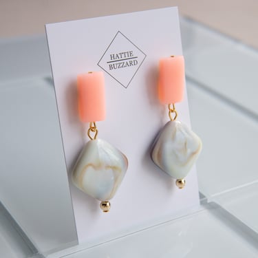 Hattie Buzzard: Little Earrings in Peach & Marble