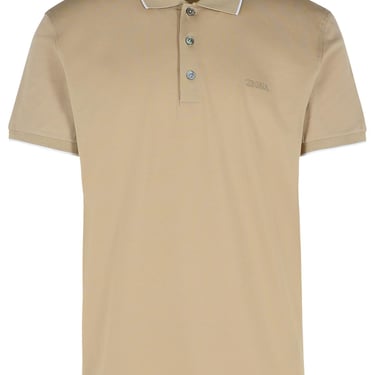 Zegna Beige Cotton Polo Shirt Men